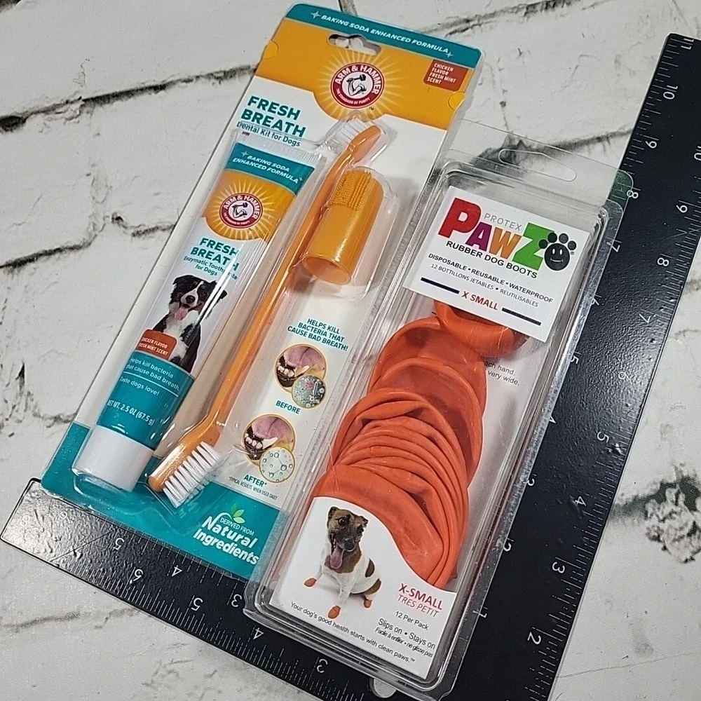 Protex PAWZ Rubber‎ Dog Boots Size XS Arm Hammer Fresh Breath Dental Kit Pet Lot